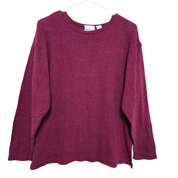 TR Bentley Sweaters - VTH 90s TR‎ Bentley Raw Silk Cotton Knit Burgundy Maroon Sweater M Quiet Luxury